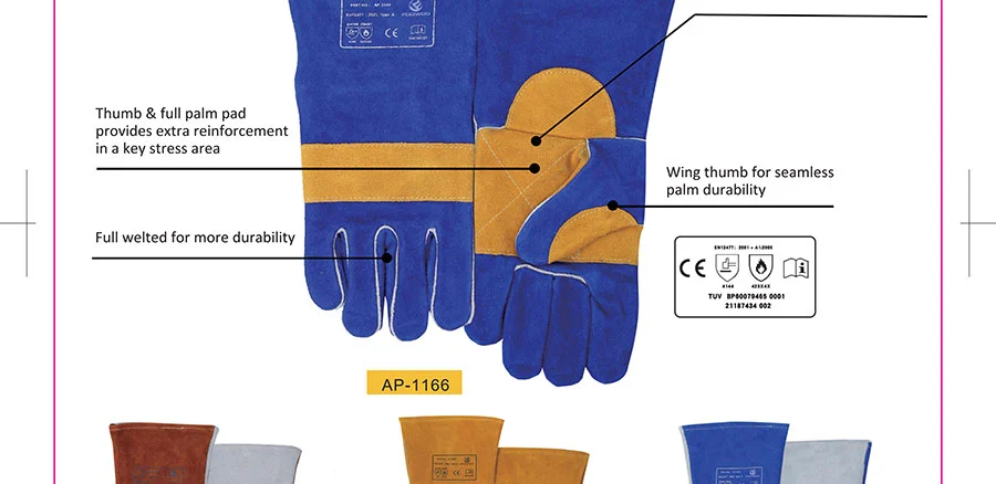 Heavy Duty Blue And Golden Stick Welding Gloves